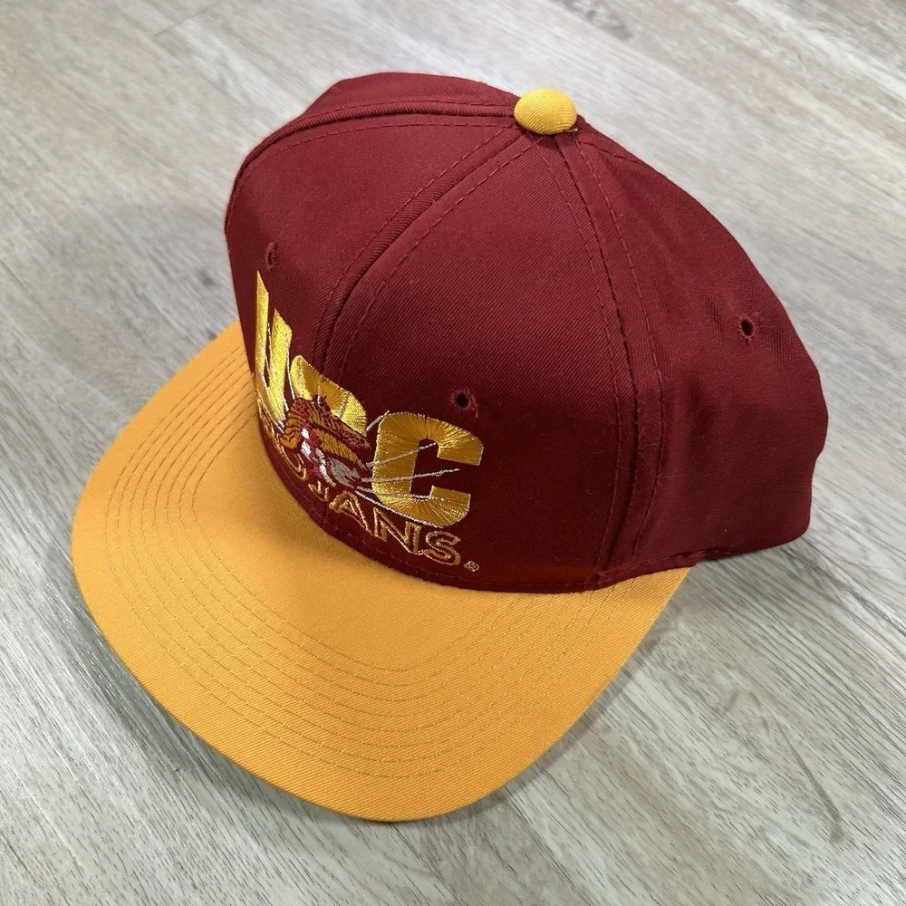 VTG USC Trojans Snapback Hat College NCAA Youngan Signatures Red‎ Yellow Cap